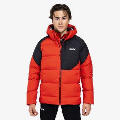 Pánská péřová bunda Swix Focus Down Jacket Fiery Red/Black